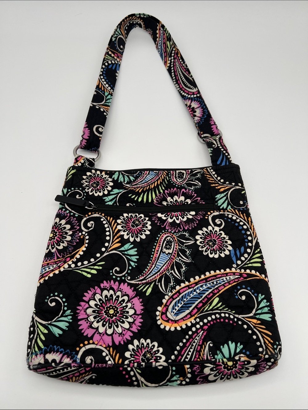 Vera Bradley Black Paisley Floral Pattern Quilted Crossbody Shoulder Purse Bag - Picture 2 of 16